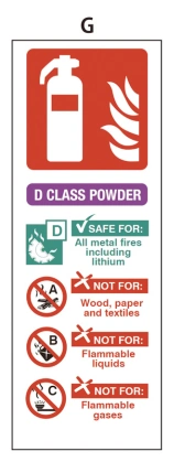 620041 - G-Metal D Powder - Tall Portrait Fire Safety Signs, Extinguisher sign