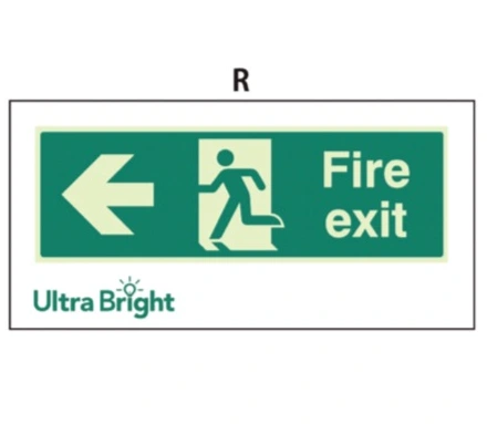 620048 - R-Rigid Plastic Sign - B Exit Left Exit sign, Safety Signs, glow in the dark